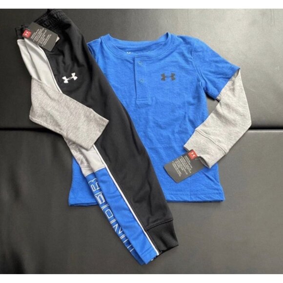 NWT Under Armour Sweats & Long Sleeve Tee Set Boys Size 4